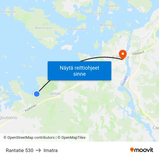 Rantatie 530 to Imatra map