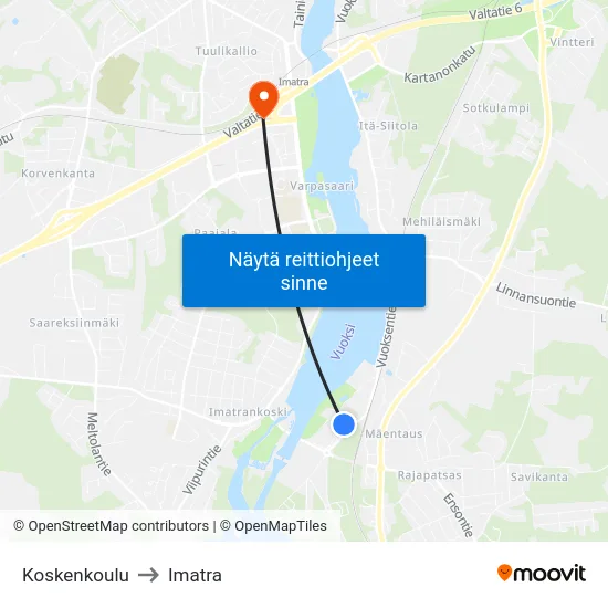 Koskenkoulu to Imatra map