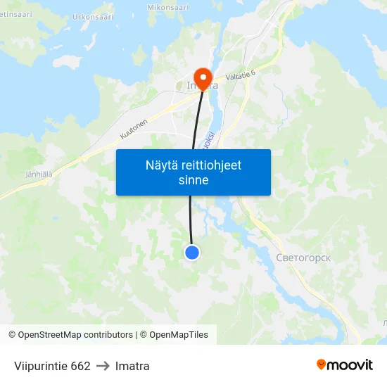 Viipurintie 662 to Imatra map