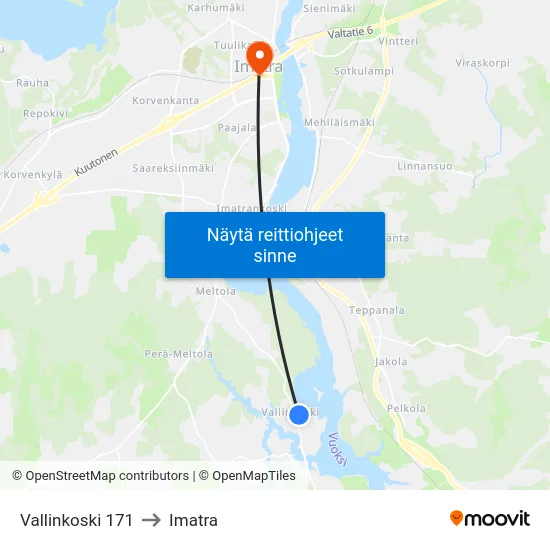 Vallinkoski 171 to Imatra map