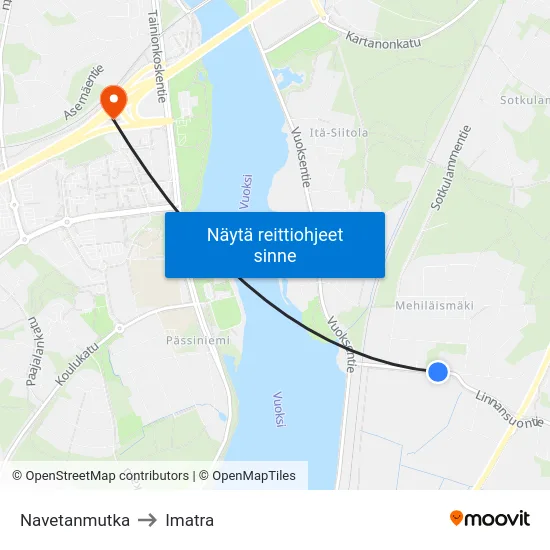 Navetanmutka to Imatra map