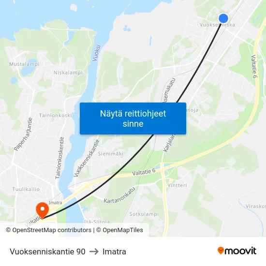 Vuoksenniskantie 90 to Imatra map