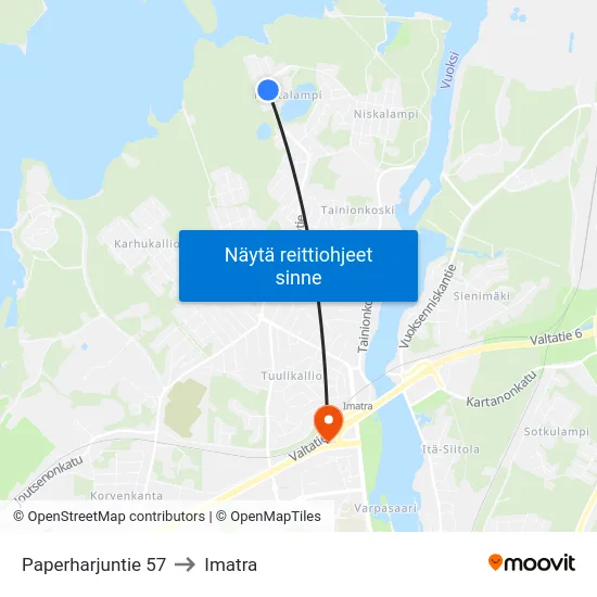 Paperharjuntie 57 to Imatra map