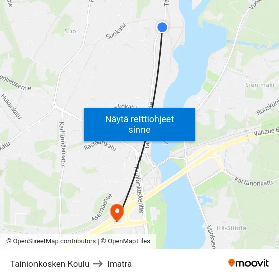 Tainionkosken Koulu to Imatra map