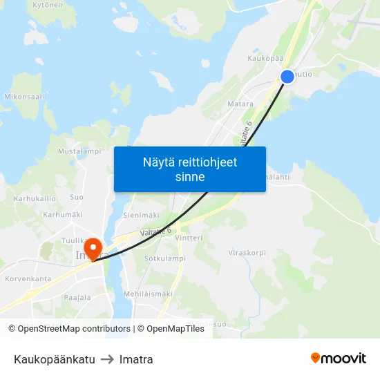 Kaukopäänkatu to Imatra map