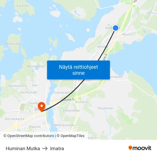 Huminan Mutka to Imatra map