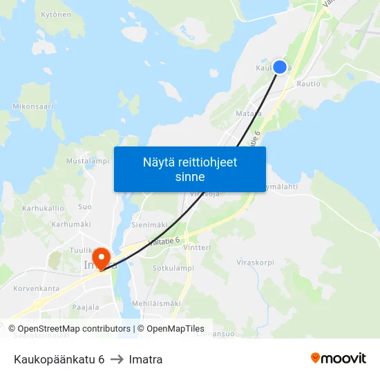 Kaukopäänkatu 6 to Imatra map