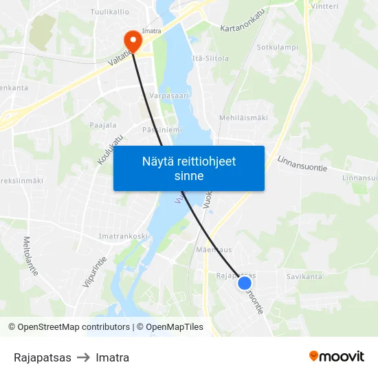Rajapatsas to Imatra map