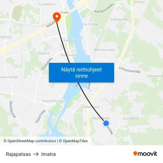 Rajapatsas to Imatra map