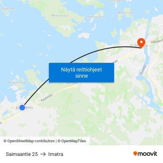 Saimaantie 25 to Imatra map