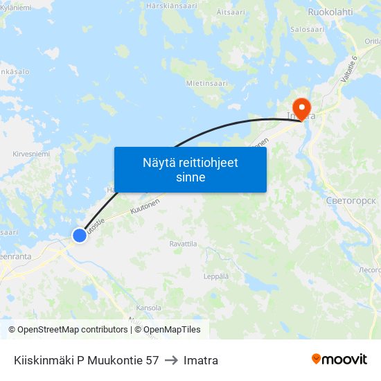 Kiiskinmäki P  Muukontie 57 to Imatra map