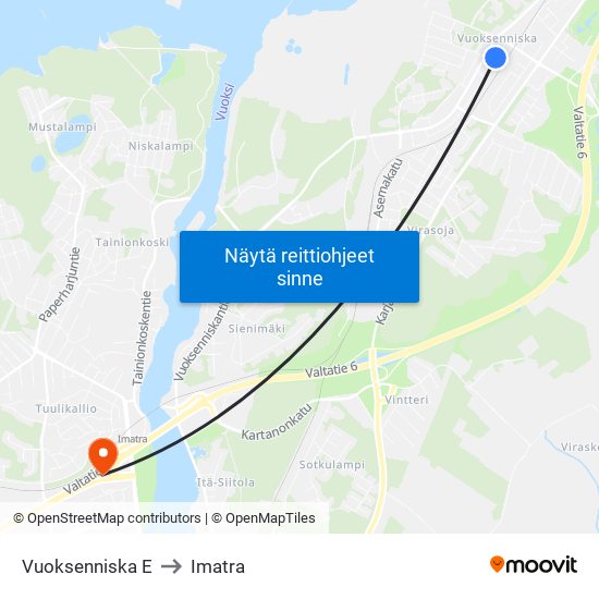 Vuoksenniska E to Imatra map