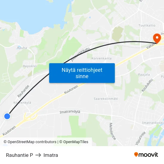 Rauhantie P to Imatra map