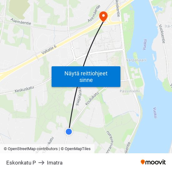 Eskonkatu P to Imatra map