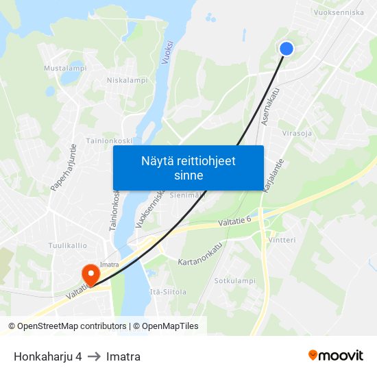 Honkaharju 4 to Imatra map