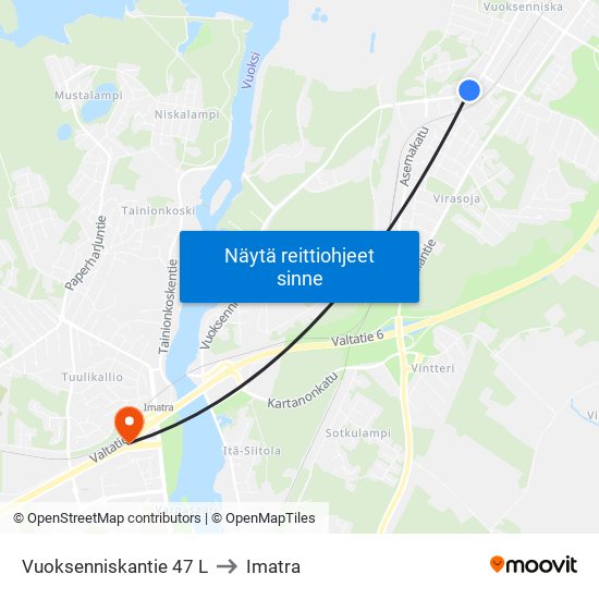 Vuoksenniskantie 47 L to Imatra map