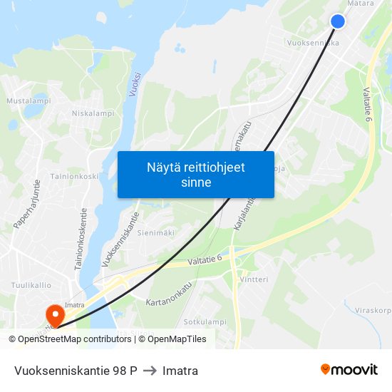 Vuoksenniskantie 98 P to Imatra map