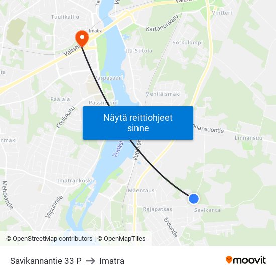 Savikannantie 33 P to Imatra map