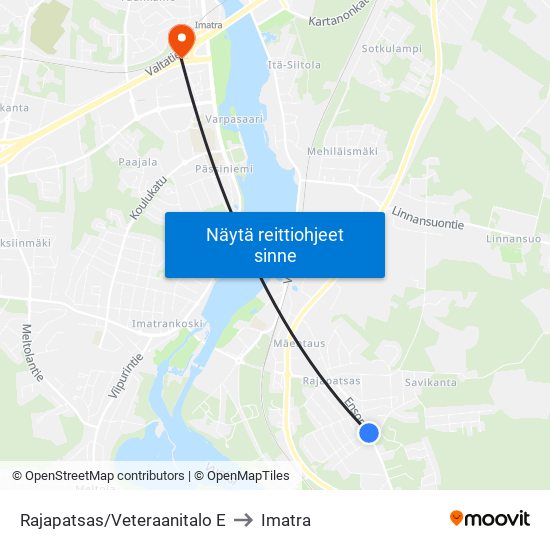 Rajapatsas/Veteraanitalo E to Imatra map