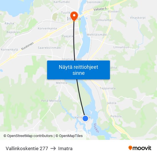 Vallinkoskentie 277 to Imatra map