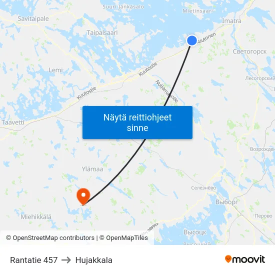 Rantatie 457 to Hujakkala map