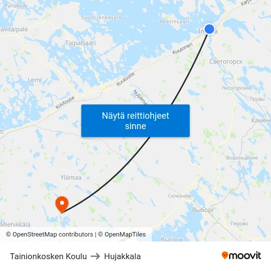 Tainionkosken Koulu to Hujakkala map