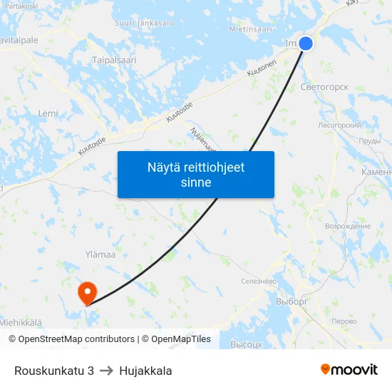 Rouskunkatu 3 to Hujakkala map