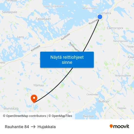 Rauhantie 84 to Hujakkala map