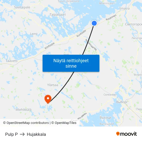 Pulp P to Hujakkala map