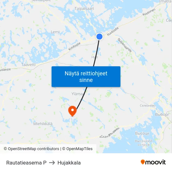 Rautatieasema P to Hujakkala map
