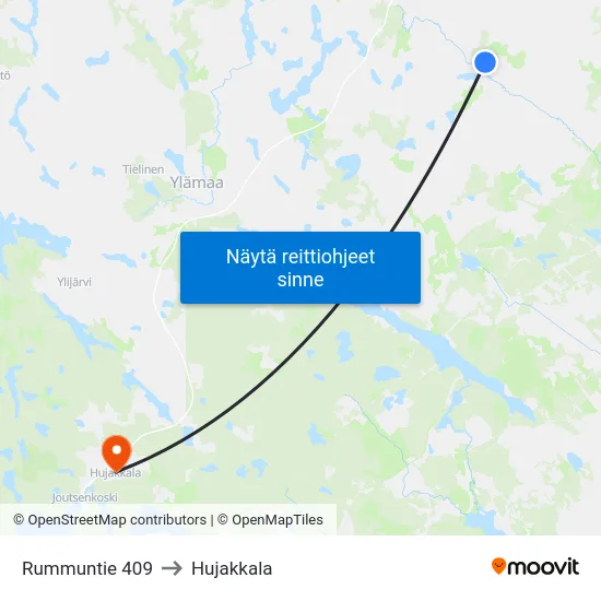 Rummuntie 409 to Hujakkala map