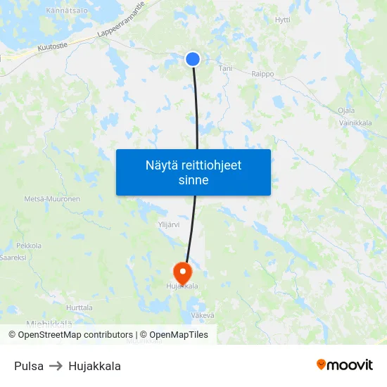 Pulsa to Hujakkala map