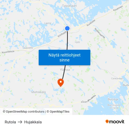 Rutola to Hujakkala map