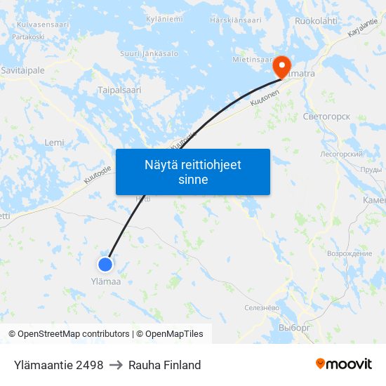 Ylämaantie 2498 to Rauha Finland map