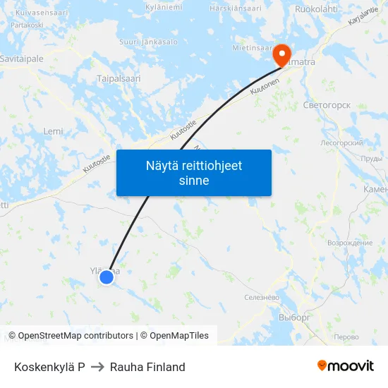 Koskenkylä P to Rauha Finland map