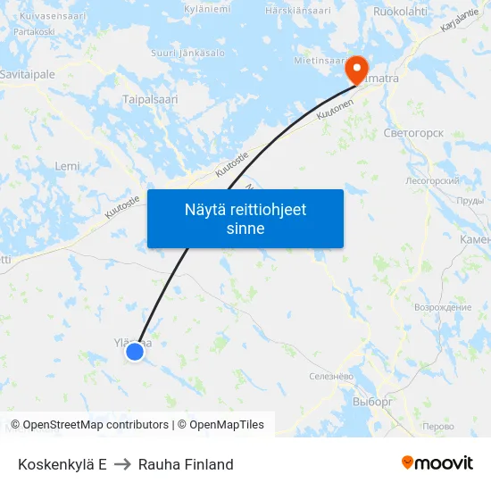 Koskenkylä E to Rauha Finland map