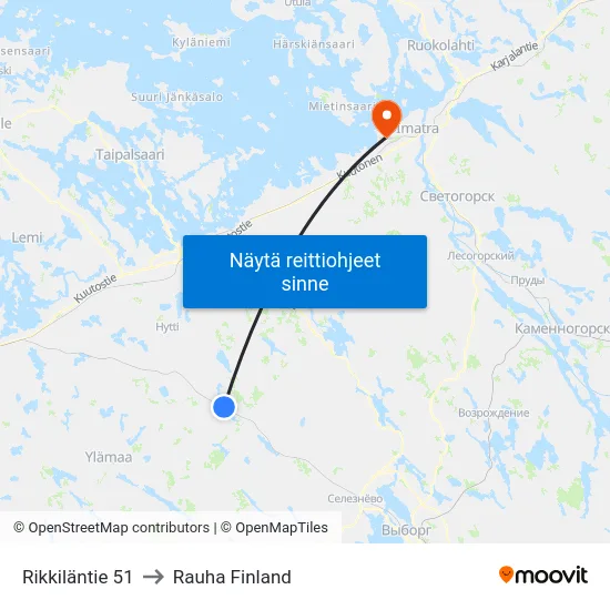 Rikkiläntie 51 to Rauha Finland map
