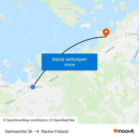 Saimaantie 36 to Rauha Finland map