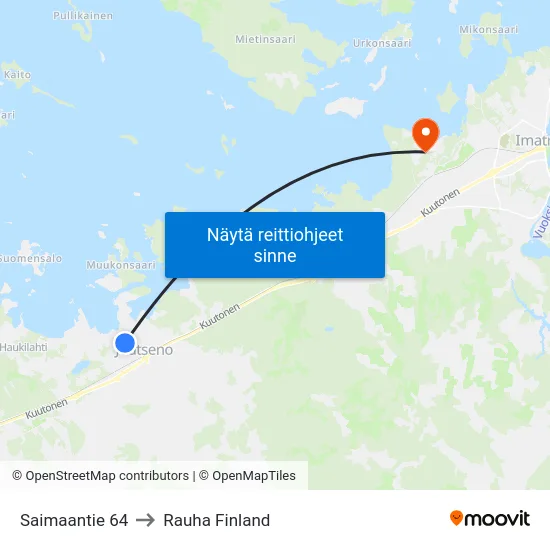 Saimaantie 64 to Rauha Finland map