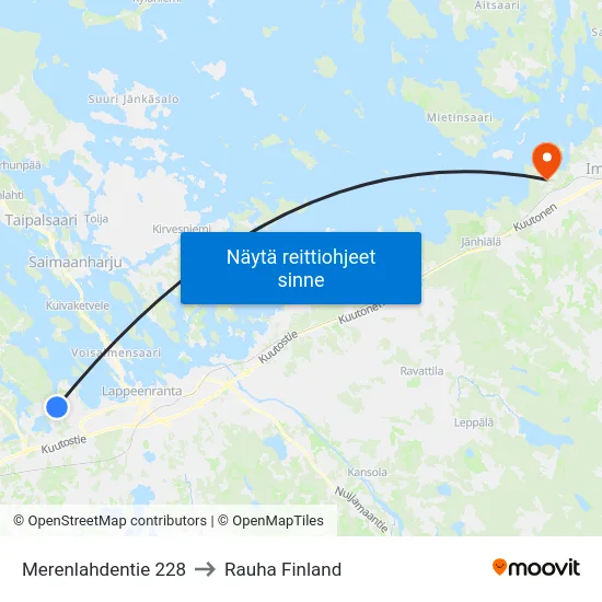 Merenlahdentie 228 to Rauha Finland map