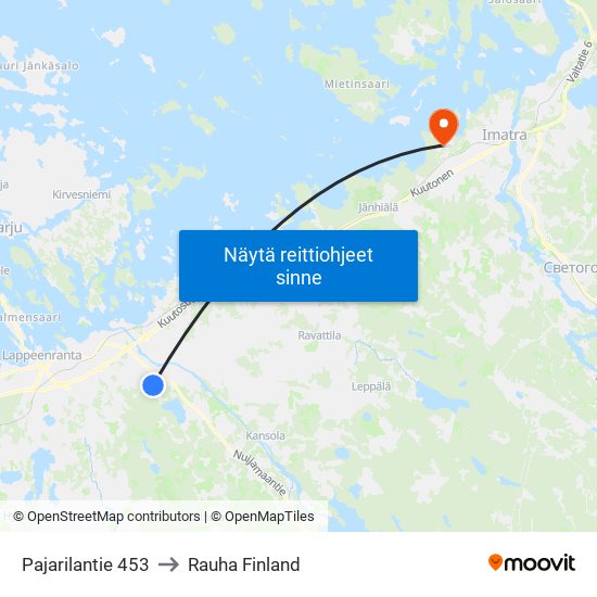 Pajarilantie 453 to Rauha Finland map