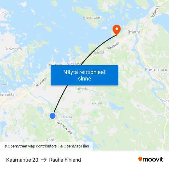 Kaarnantie 20 to Rauha Finland map