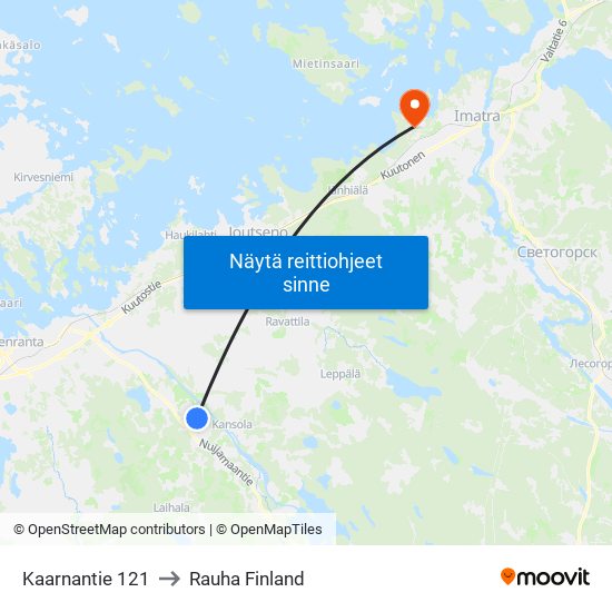 Kaarnantie 121 to Rauha Finland map