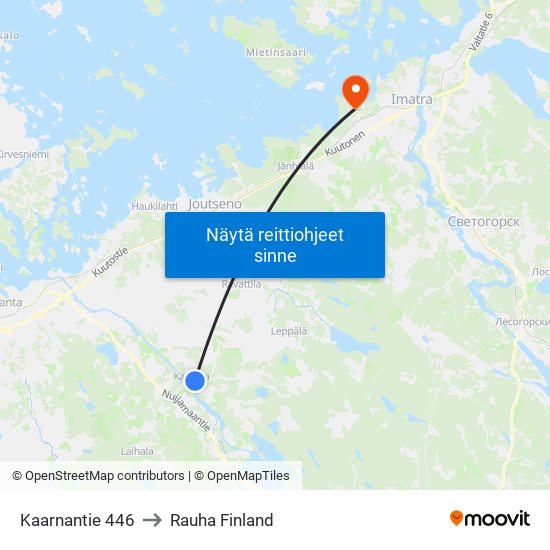 Kaarnantie 446 to Rauha Finland map