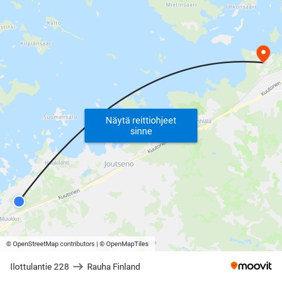 Ilottulantie 228 to Rauha Finland map