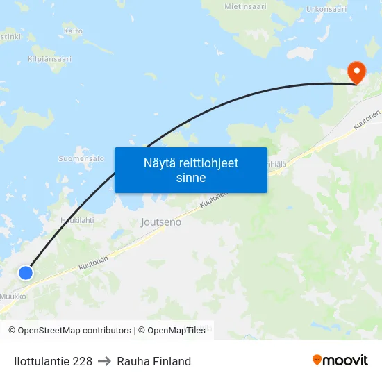 Ilottulantie 228 to Rauha Finland map