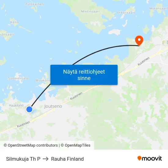 Silmukuja Th P to Rauha Finland map
