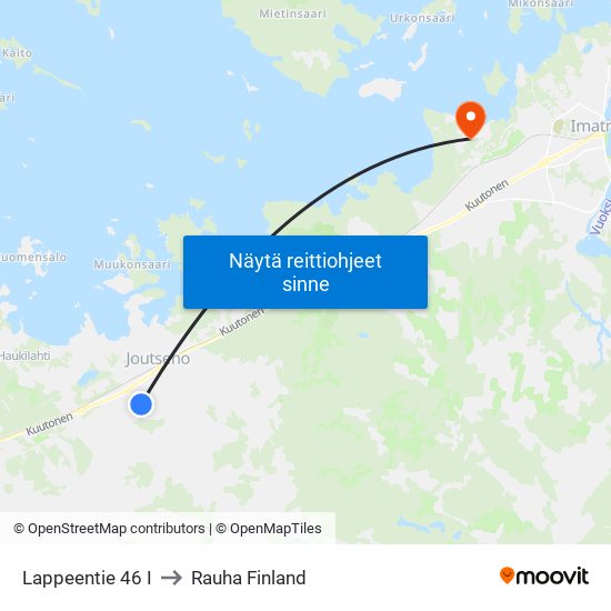 Lappeentie 46 I to Rauha Finland map