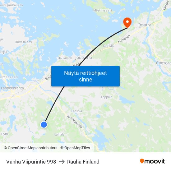 Vanha Viipurintie 998 to Rauha Finland map