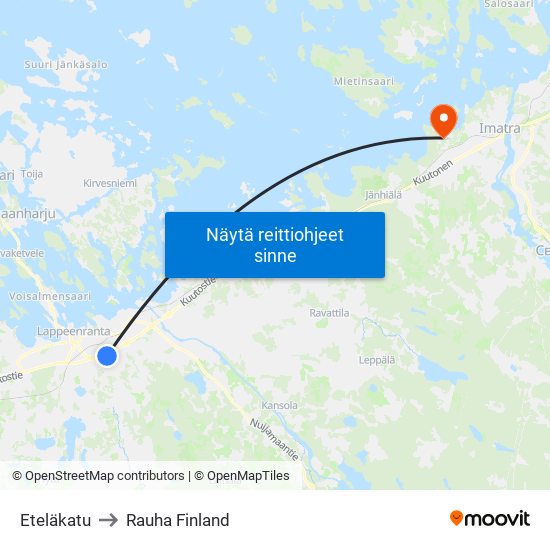 Eteläkatu to Rauha Finland map